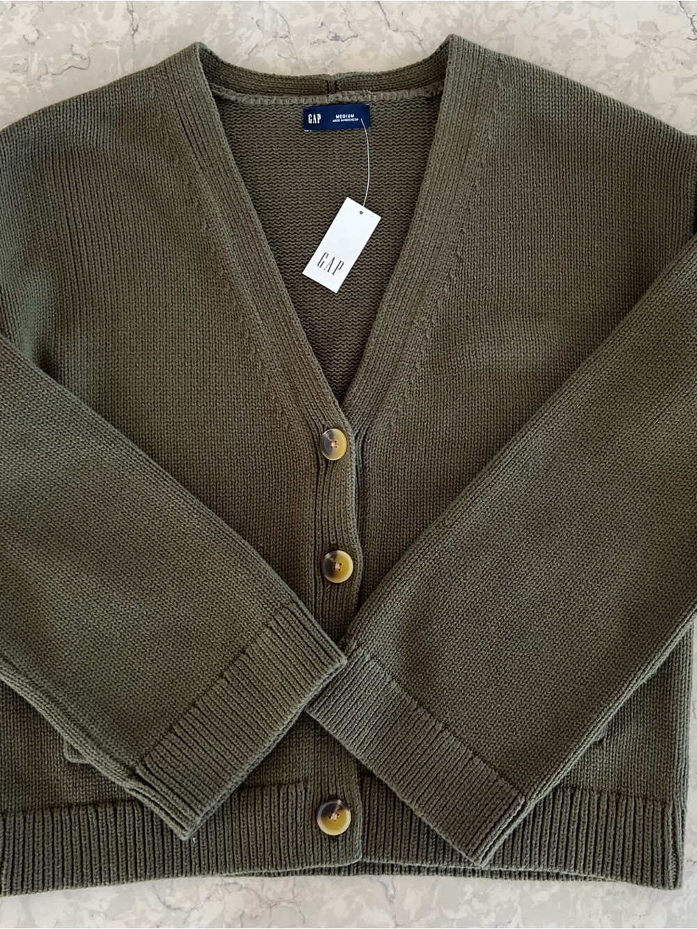 GAP Olive Green V-Neck Button Front Cardigan, NWT - Picture 5 of 11